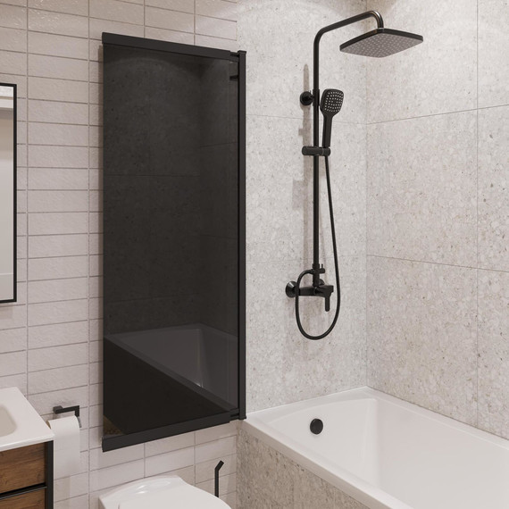 Шторка для ванны Stworki Нюборг 98x145 см STW_801_BL_T, чёрный/тонированное фото 9