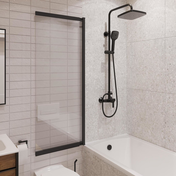 Шторка для ванны Stworki Нюборг 98x145 см STW_801_BL_C, чёрный/прозрачное фото 10