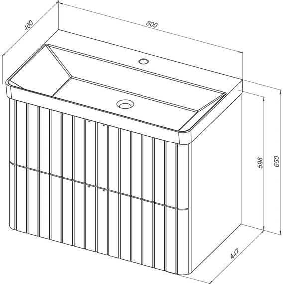 Тумба подвесная с раковиной Stworki Ларвик 80 см 622516, серый фото 3