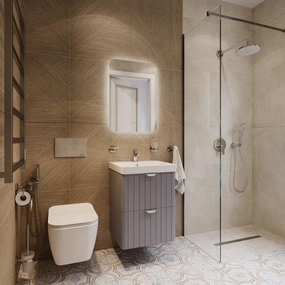 Тумба подвесная с раковиной Stworki Ларвик 50 см TR-622509, серый фото 7