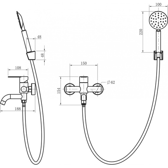 Смеситель для ванны Stworki Хальмстад WFT1031-2, сталь фото 2
