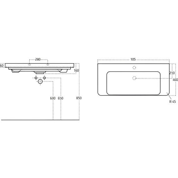 Тумба подвесная с раковиной Stworki Ларвик 105 см TR-622518, серый фото 4