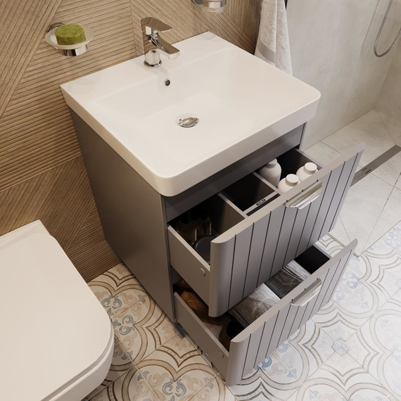 Тумба подвесная с раковиной Stworki Ларвик 50 см TR-622509, серый фото 6