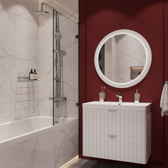 Тумба подвесная с раковиной Stworki Ларвик 80 см 622515, белый фото 8