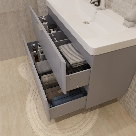 Тумба подвесная с раковиной Stworki Ларвик 105 см TR-622518, серый фото 6