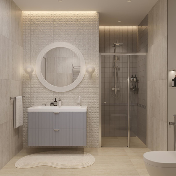 Тумба подвесная с раковиной Stworki Ларвик 105 см TR-622518, серый фото 7