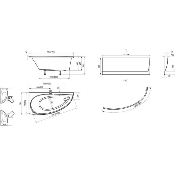 Ванна акриловая Ravak Avocado 160х75 см CH01000000 R фото 11