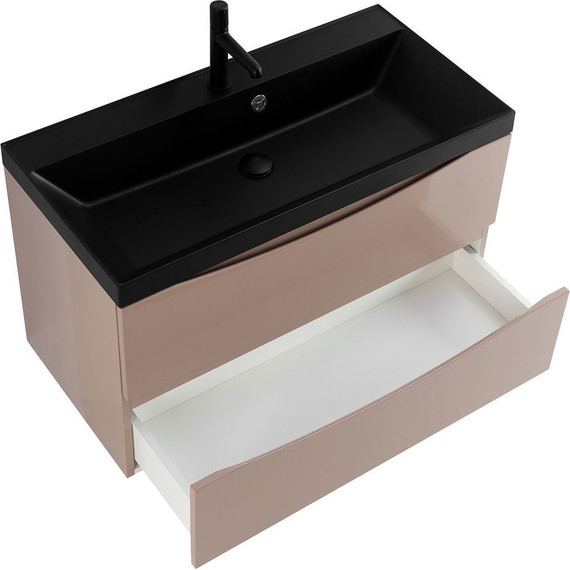 Тумба подвесная с раковиной BelBagno MARINO-900-2C-SO-CL-P 90 см, Capucino Lucido (раковина BB900/450-LV-ART-AST-NERO) фото 2