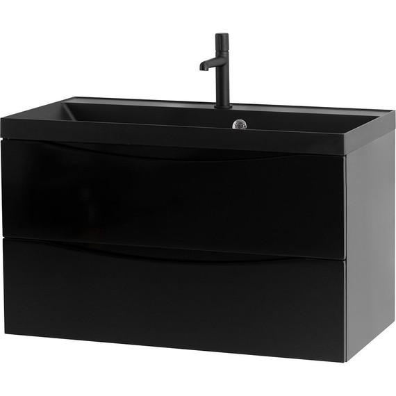 Тумба подвесная с раковиной BelBagno MARINO-900-2C-SO-NL-P 90 см, Nero Lucido (раковина BB900/450-LV-ART-AST-NERO) - 5 Тумба подвесная с раковиной BelBagno MARINO-900-2C-SO-NL-P 90 см, Nero Lucido (раковина BB900/450-LV-ART-AST-NERO) фото 5