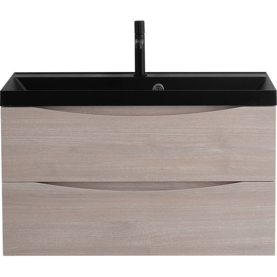 Тумба подвесная с раковиной BelBagno MARINO-900-2C-SO-RG-P 90 см, Rovere Grigio (раковина BB900/450-LV-ART-AST-NERO) фото 5