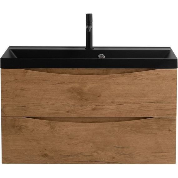 Тумба подвесная с раковиной BelBagno MARINO-900-2C-SO-RN-P 90 см, Rovere Nature (раковина BB900/450-LV-ART-AST-NERO) - 5 Тумба подвесная с раковиной BelBagno MARINO-900-2C-SO-RN-P 90 см, Rovere Nature (раковина BB900/450-LV-ART-AST-NERO) фото 5