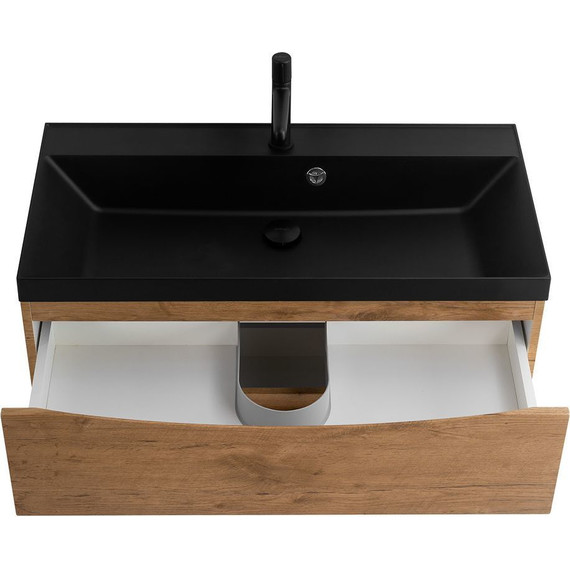 Тумба подвесная с раковиной BelBagno MARINO-900-2C-SO-RN-P 90 см, Rovere Nature (раковина BB900/450-LV-ART-AST-NERO) - 4 Тумба подвесная с раковиной BelBagno MARINO-900-2C-SO-RN-P 90 см, Rovere Nature (раковина BB900/450-LV-ART-AST-NERO) фото 4
