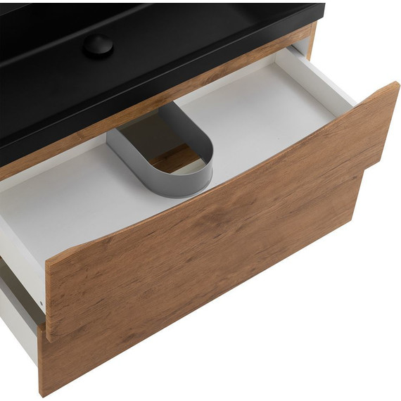 Тумба подвесная с раковиной BelBagno MARINO-900-2C-SO-RN-P 90 см, Rovere Nature (раковина BB900/450-LV-ART-AST-NERO) - 2 Тумба подвесная с раковиной BelBagno MARINO-900-2C-SO-RN-P 90 см, Rovere Nature (раковина BB900/450-LV-ART-AST-NERO) фото 2