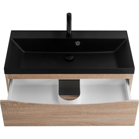 Тумба подвесная с раковиной BelBagno MARINO-900-2C-SO-WO-P 90 см, Rovere Bianco (раковина BB900/450-LV-ART-AST-NERO) фото 3