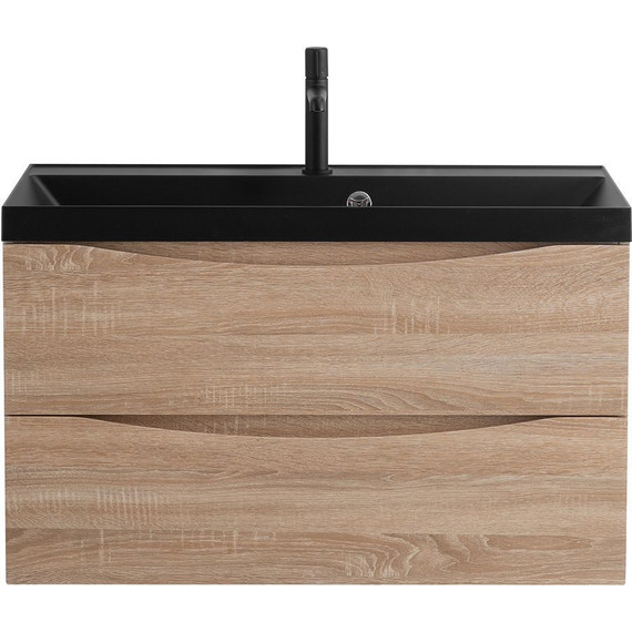 Тумба подвесная с раковиной BelBagno MARINO-900-2C-SO-WO-P 90 см, Rovere Bianco (раковина BB900/450-LV-ART-AST-NERO) фото 6