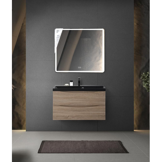 Тумба подвесная с раковиной BelBagno MARINO-900-2C-SO-WO-P 90 см, Rovere Bianco (раковина BB900/450-LV-ART-AST-NERO) фото 7