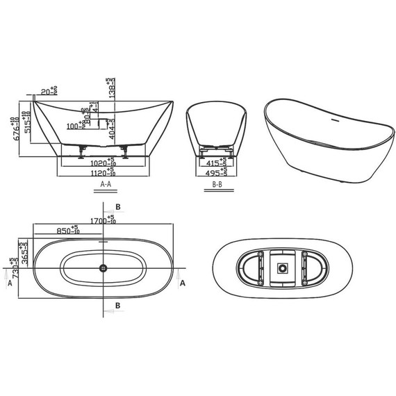 Ванна отдельностоящая Creo Ceramique Tours 170x73 см TO5001, белый - 4 Ванна отдельностоящая Creo Ceramique Tours 170x73 см TO5001, белый фото 4