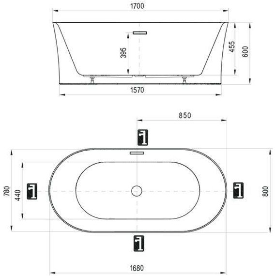 Ванна отдельностоящая Ravak Freedom D 170х80 см XC00D00071 фото 4