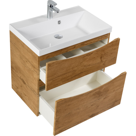 Тумба подвесная с раковиной BelBagno MARINO-H60-700-2C-SO-RN-P 70 см (раковина чёрная BB700/450-LV-ART-AST-NERO) Rovere Nature - 6 Тумба подвесная с раковиной BelBagno MARINO-H60-700-2C-SO-RN-P 70 см (раковина чёрная BB700/450-LV-ART-AST-NERO) Rovere Nature фото 6