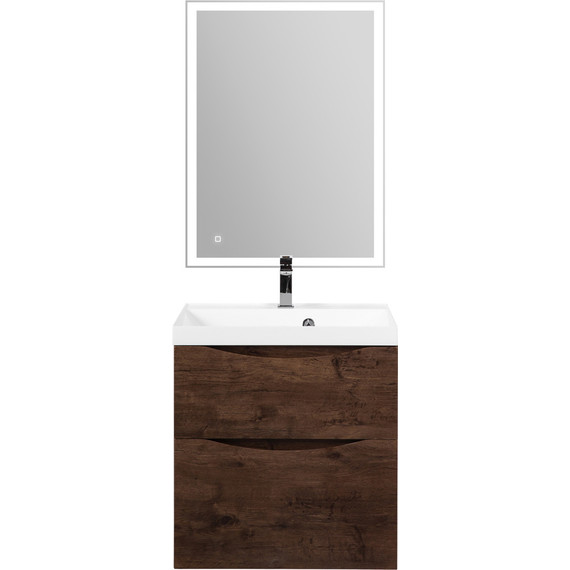 Тумба подвесная с раковиной BelBagno MARINO-H60-700-2C-SO-RW-P 70 см (раковина чёрная BB700/450-LV-ART-AST-NERO) Rovere Moro фото 3