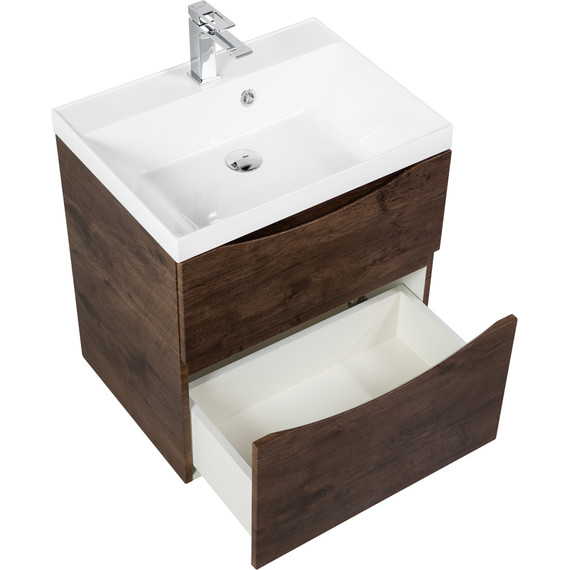 Тумба подвесная с раковиной BelBagno MARINO-H60-700-2C-SO-RW-P 70 см (раковина чёрная BB700/450-LV-ART-AST-NERO) Rovere Moro фото 5