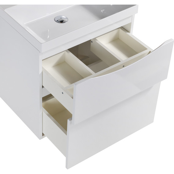 Тумба подвесная с раковиной BelBagno MARINO-H60-700-2C-SO-BL-P 70 см (раковина чёрная BB700/450-LV-ART-AST-NERO) Bianco Lucido фото 7