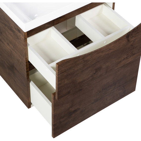 Тумба подвесная с раковиной BelBagno MARINO-H60-700-2C-SO-RW-P 70 см (раковина чёрная BB700/450-LV-ART-AST-NERO) Rovere Moro фото 8