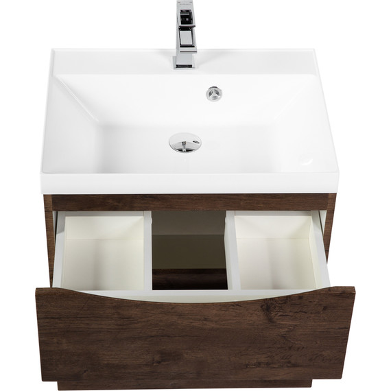 Тумба подвесная с раковиной BelBagno MARINO-H60-700-2C-SO-RW-P 70 см (раковина чёрная BB700/450-LV-ART-AST-NERO) Rovere Moro фото 6