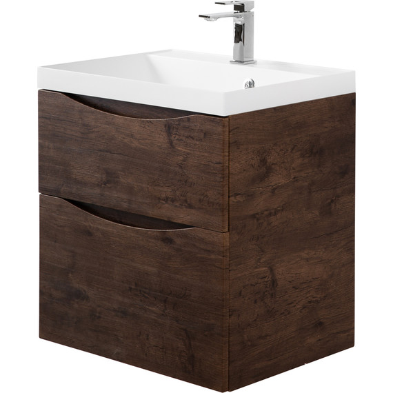 Тумба подвесная с раковиной BelBagno MARINO-H60-600-2C-SO-RW-P 60 см (раковина чёрная BB600/450-LV-ART-AST-NERO) Rovere Moro фото 