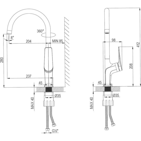 Смеситель для кухни Lemark Bronx LM3705BLR, черный/розовое золото фото 3