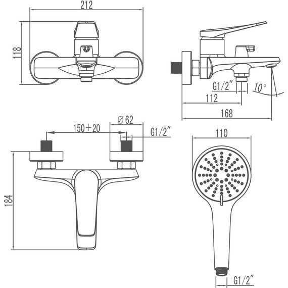 Смеситель для ванны Lemark Bronx LM3714BL, черный - 5 Смеситель для ванны Lemark Bronx LM3714BL, черный фото 5