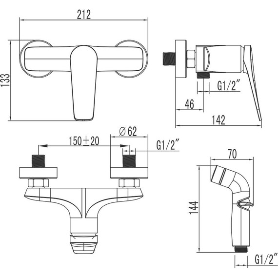 Набор для гигиенического душа Lemark Bronx LM3718BL, черный - 2 Набор для гигиенического душа Lemark Bronx LM3718BL, черный фото 2