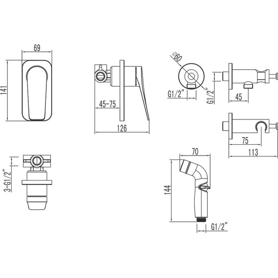 Набор для гигиенического душа Lemark Bronx LM3719BL, черный - 2 Набор для гигиенического душа Lemark Bronx LM3719BL, черный фото 2