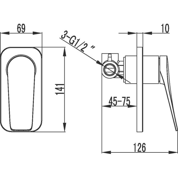 Смеситель для душа Lemark Bronx LM3723BL (на один выход) чёрный фото 3