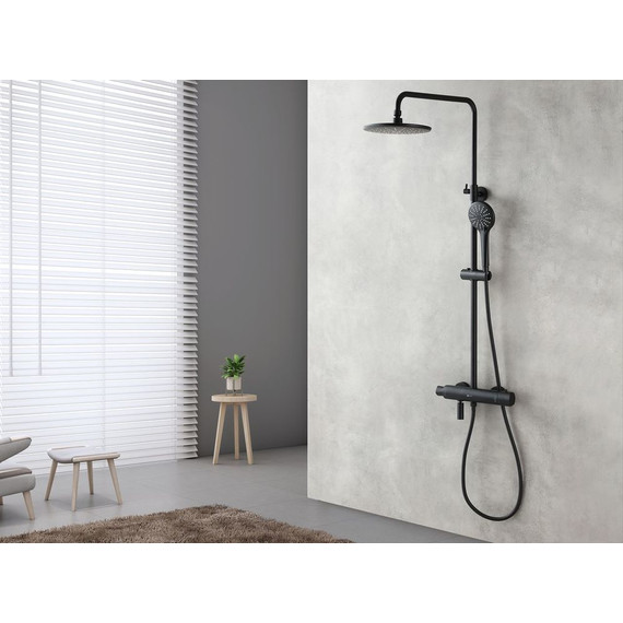 Душевая стойка с термостатом Lemark Bronx LM3772BL, черный - 4 Душевая стойка с термостатом Lemark Bronx LM3772BL, черный фото 4