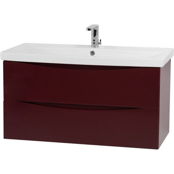 Тумба подвесная с раковиной BelBagno MARINO-CER-900-2C-SO-BRDL-P 90 см, Bordo Lucido фото 