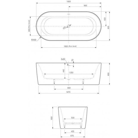 Ванна отдельностоящая Cezares Metauro 180x80 см METAURO-INT-Central-180-80-60-G-W-MATT, серый матовый - 2 Ванна отдельностоящая Cezares Metauro 180x80 см METAURO-INT-Central-180-80-60-G-W-MATT, серый матовый фото 2