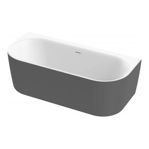 Ванна акриловая Cezares Metauro 180x80 см METAURO-INT-Wall-180-80-60-B-W-MATT, чёрный матовый фото 
