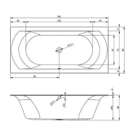 Ванна акриловая Riho LINARES 190x90 см B143001005, Размер - мм: 1900х900 фото 9