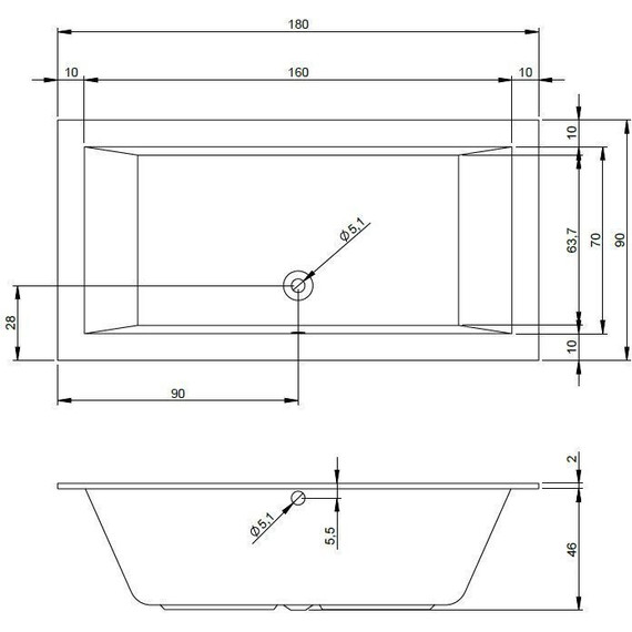 Ванна акриловая Riho LUGO 180x90 см B134001005, Размер - мм: 1800х900 фото 6