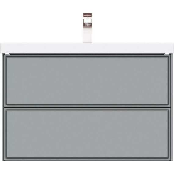 Тумба подвесная с раковиной Mirsant Dante 80 см (раковина Style 80) серый матовый фото 3