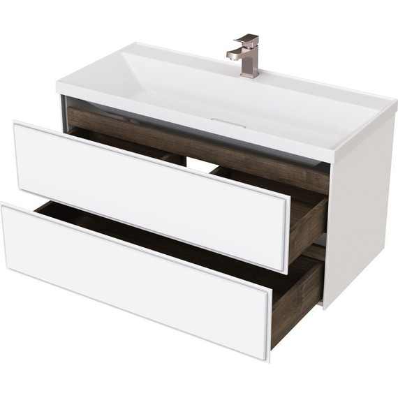 Тумба подвесная с раковиной Mirsant Dante 100 см (раковина Style 100) белый - 7 Тумба подвесная с раковиной Mirsant Dante 100 см (раковина Style 100) белый фото 7