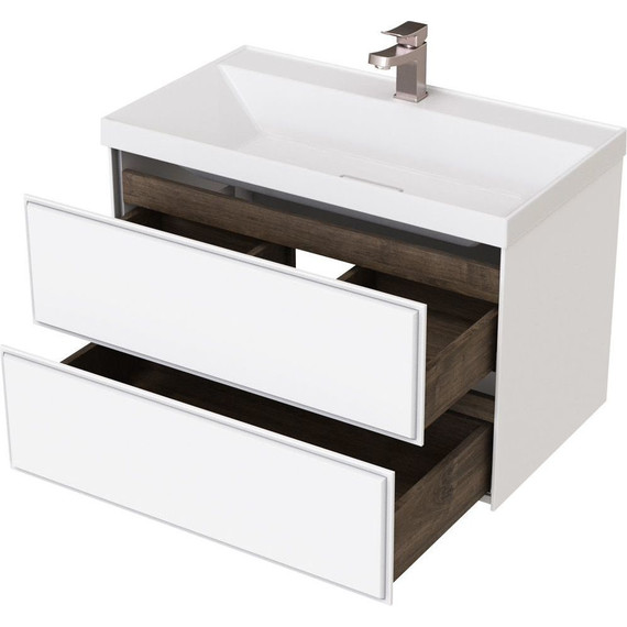 Тумба подвесная с раковиной Mirsant Dante 80 см (раковина Style 80) белый фото 5