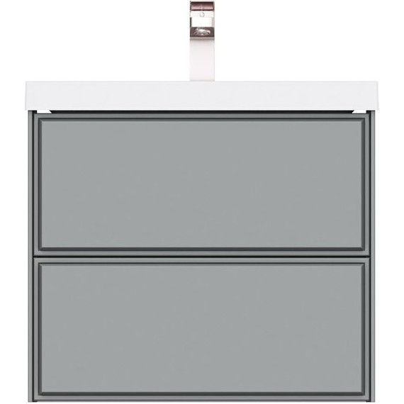 Тумба подвесная с раковиной Mirsant Dante 60 см (раковина Style 60) серый матовый фото 7