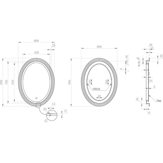 Зеркало Abber Stein 60 см AS6601Blau, синий фото 3