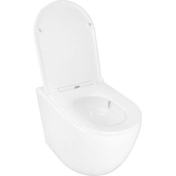 Унитаз приставной безободковый Azario Grado AZ-2141D-UQ1 с тонкой крышкой микролифт (система смыва Торнадо) фото 4