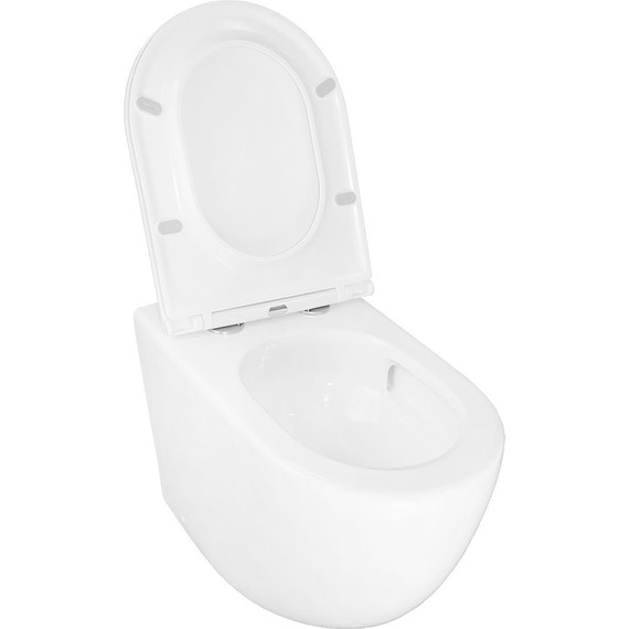 Унитаз приставной безободковый Azario Grado AZ-2141D-UQ1 с тонкой крышкой микролифт (система смыва Торнадо) фото 5