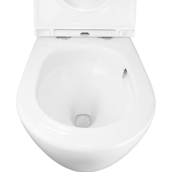 Унитаз приставной безободковый Azario Grado AZ-2141D-UQ1 с тонкой крышкой микролифт (система смыва Торнадо) фото 9