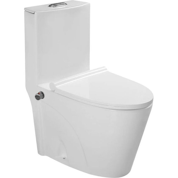 Унитаз-моноблок безободковый SantiLine SL-5012SM-BD с тонкой крышкой микролифт (с арматурой Geberit) фото 