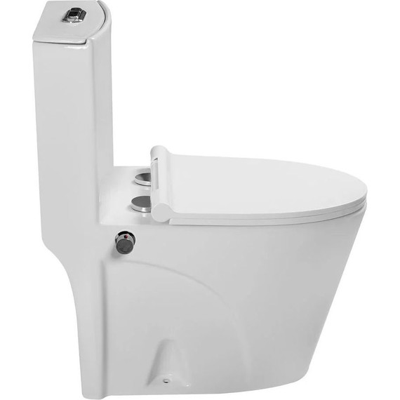 Унитаз-моноблок безободковый SantiLine SL-5012SM-BD с тонкой крышкой микролифт (с арматурой Geberit) - 2 Унитаз-моноблок безободковый SantiLine SL-5012SM-BD с тонкой крышкой микролифт (с арматурой Geberit) фото 2